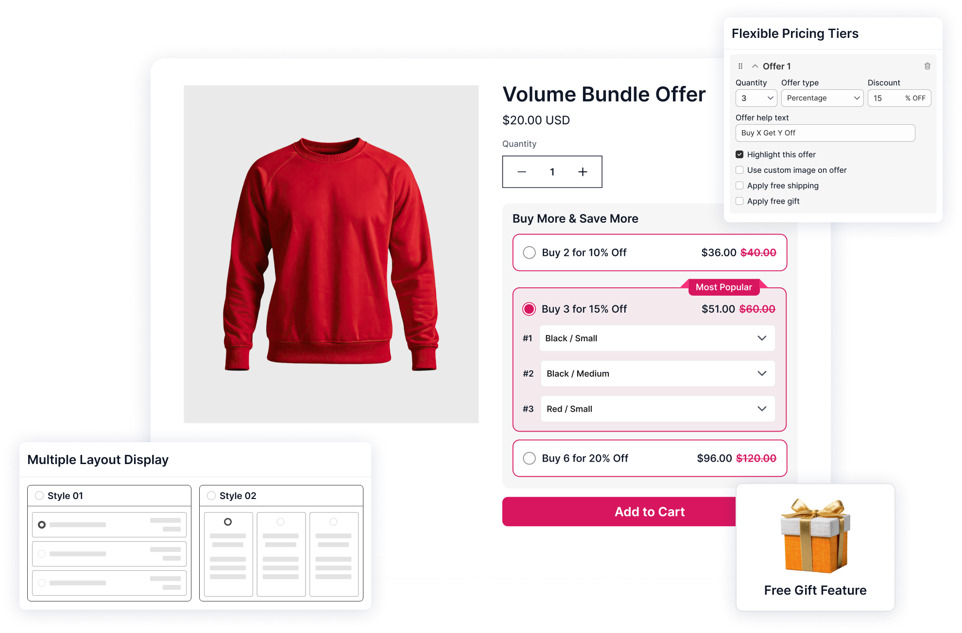 PushBundle volume bundle offering buy-more-save-more quantity discounts