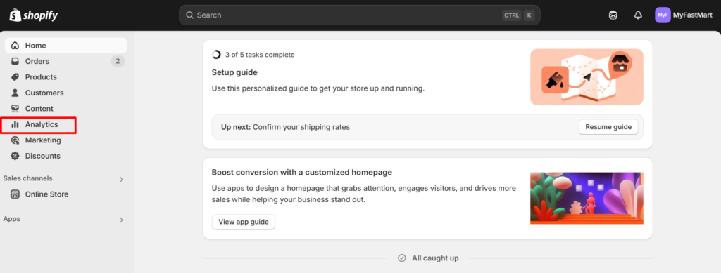 click analytics from the dashboard