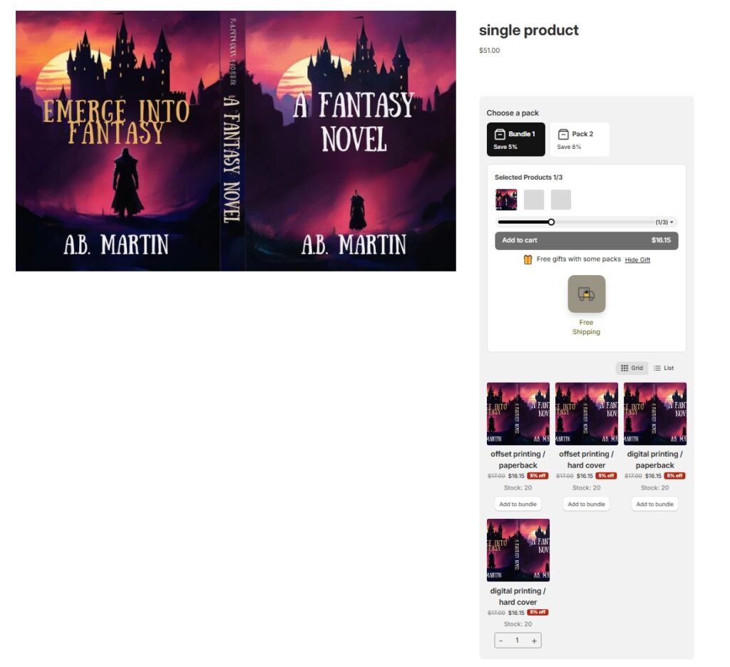 Build-your-own bundle in the product page