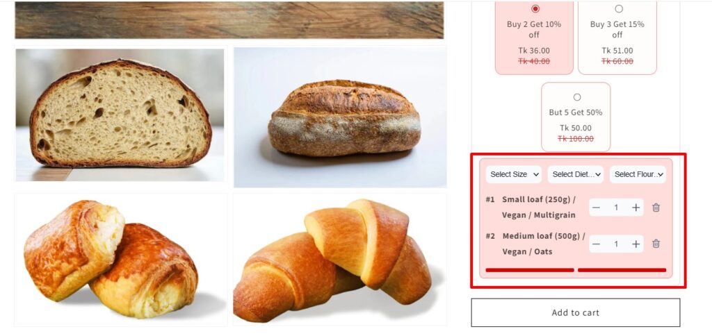 gluten free bakery delivery - PushBundle Variant Selection