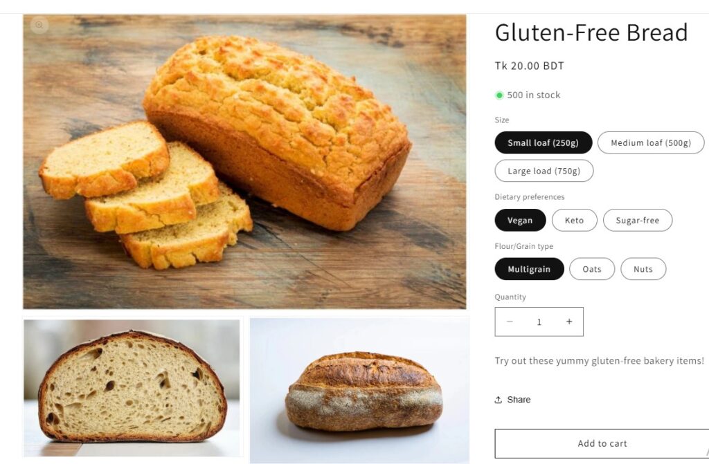 gluten free bakery delivery - normal product page