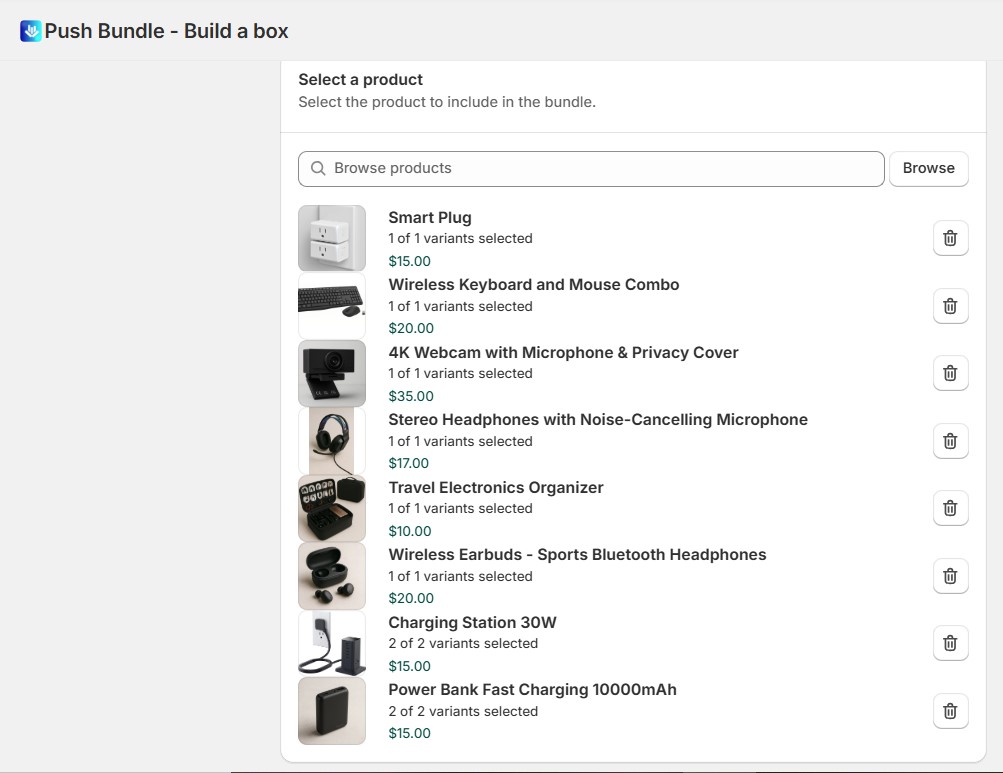 select multiple products