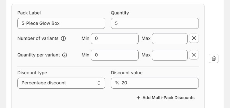 how to start a subscription box business with Shopify- pushbundle qty pack advanced limits