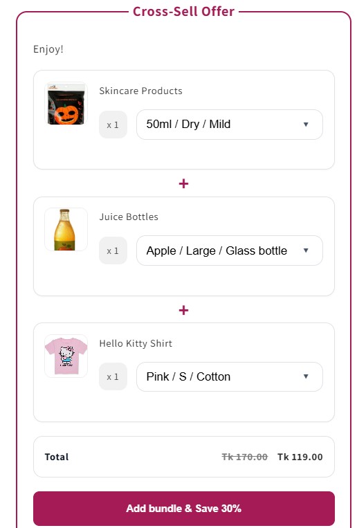 last minute gift bundles - PushBundle cross sell