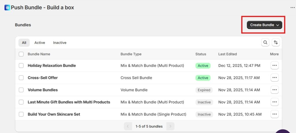 Personalized Shopping - PushBundle create bundle