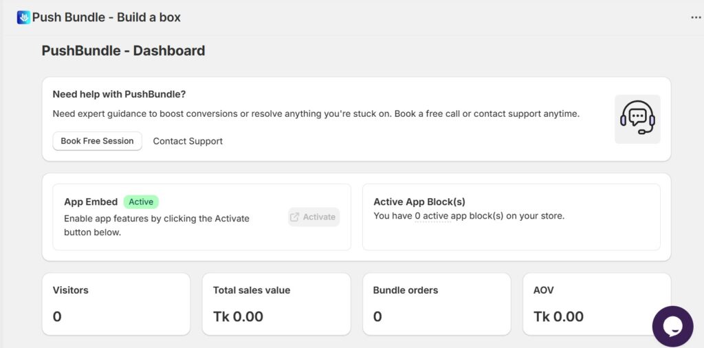 Personalized Shopping - PushBundle dashboard