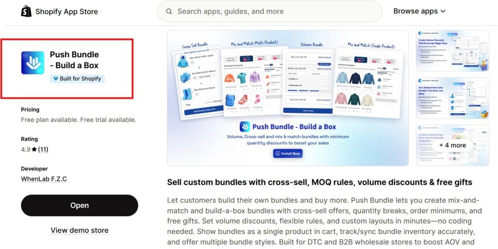 built for shopify bundle app - pushbundle app
