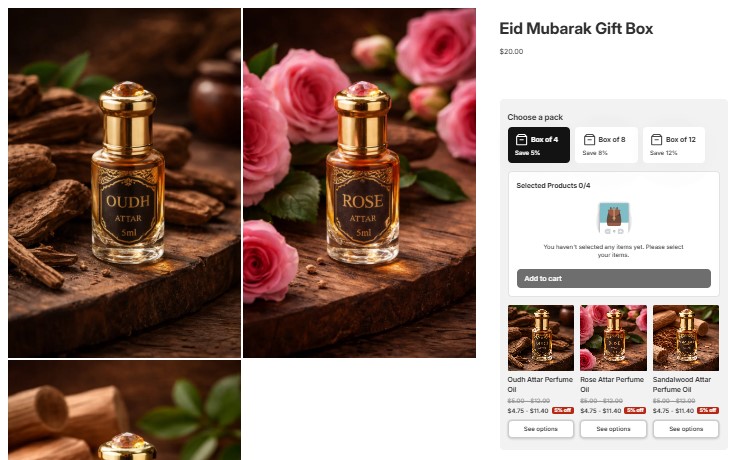 Eid gift bundles on product page