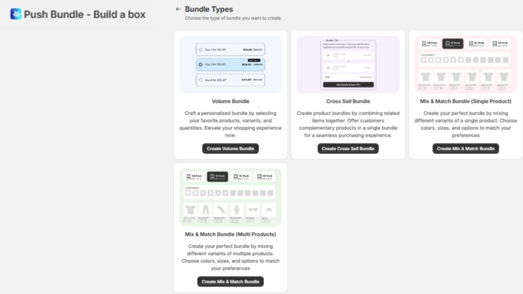 Shopify bundle app Checklist - bundle types