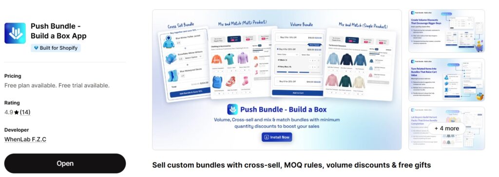 PushBundle: One of the best Shopify mix and match bundle apps
