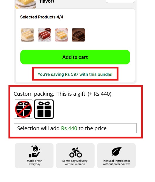 coho bakery - product page 2 with gift